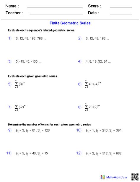 Algebra 2 Worksheets Sequences And Series Worksheets Worksheets Library