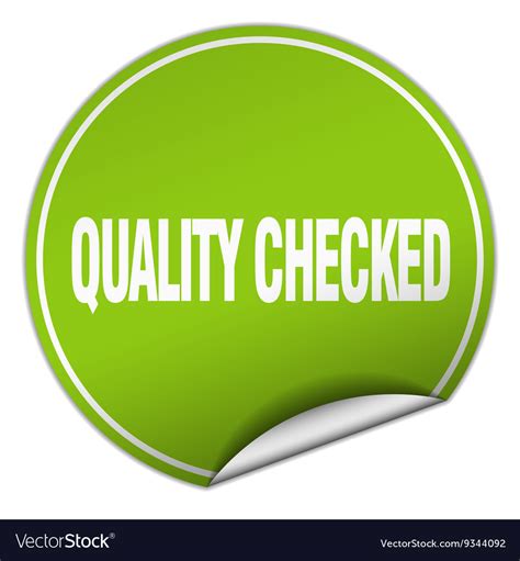 Quality Checked Round Green Sticker Isolated Vector Image