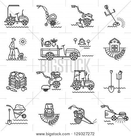 Farmer Tools Clipart Icons