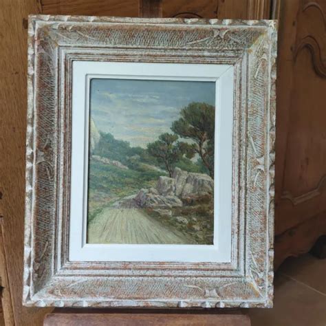 ANCIEN TABLEAU HUILE Sur Panneau Carton Paysage Provencal Signé P