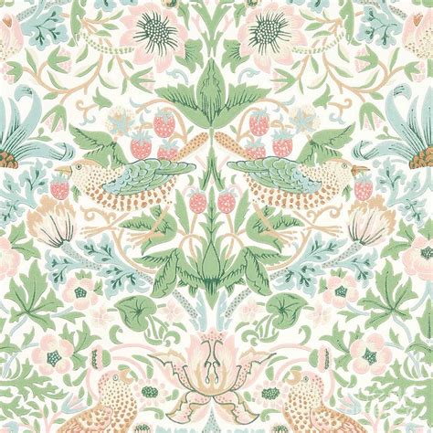 William Morris Strawberry Thief Cochineal Pink Blue Painting By William