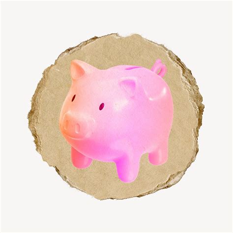 Piggy Bank 3D Ripped Paper Free Photo Rawpixel