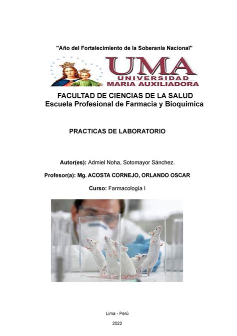 Famacologia 1 Practica 2 Año del Fortalecimiento de la Soberanía