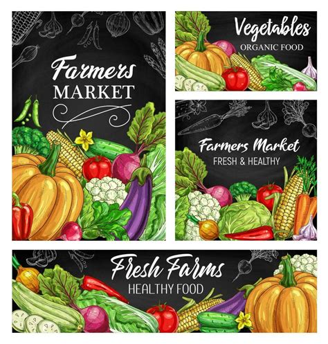 Vegetable Sketches On Blackboard Fresh Farm Food 23842617 Vector Art