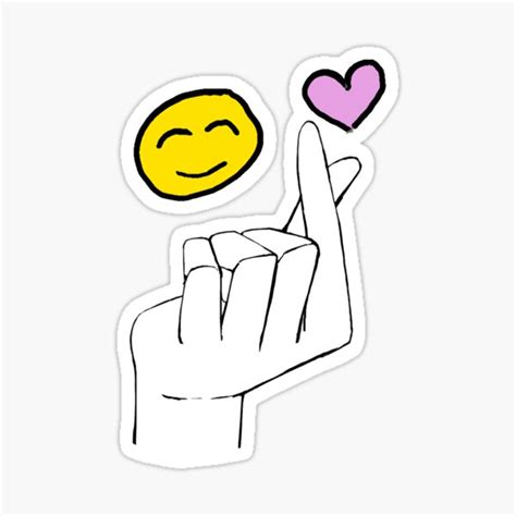 Korean Finger Heart Sticker For Sale By Douniazad Dz Redbubble