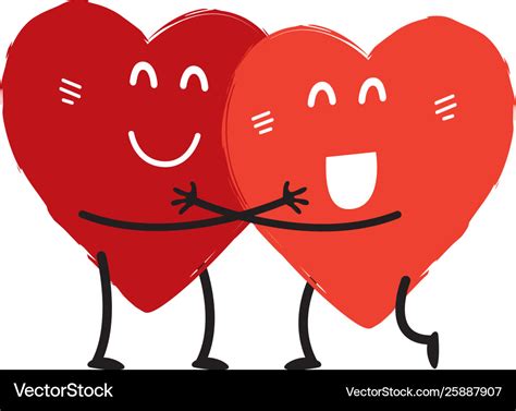 Couple In Love Concept Two Cute Hearts Hugging Vector Image