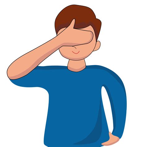 Man Covering His Eyes With His Hands Cartoon People Png