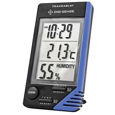 Digi Sense Traceable® Thermometer With Clock Humditiy Monitor And Calibration From Cole Parmer