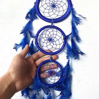 Filtro Dos Sonho Aros Apanhador Penas Azul Muito Lindo Cm