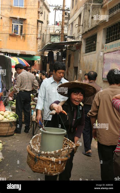 China Traditional Food Market Old Lady Working Stock Photo Alamy
