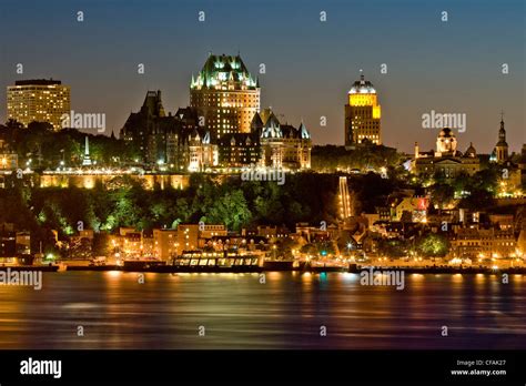 View Of Quebec City At Night From Levis Quebec Canada Stock Photo Alamy