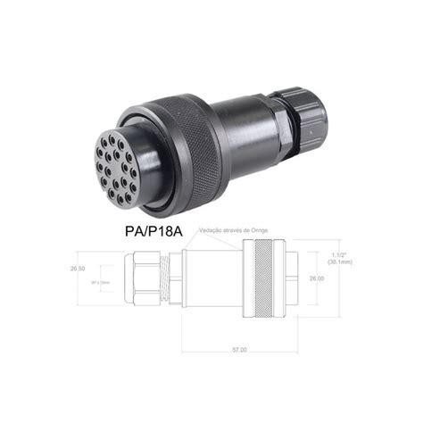 Conector p Cabo PA P18A 18 contatos fêmea IP67