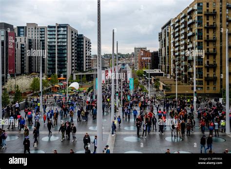 Football Fans Of Brighton And Hove Albion And Manchester United Walk