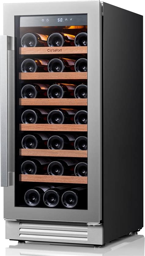 Calefort Wine Fridge Beverage Refrigerator 24 Inch Dual Zone 60 Cans 20 Bottles Drink Fridge