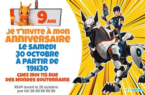 Invitation anniversaire Slugterra gratuite à personnaliser en ligne et