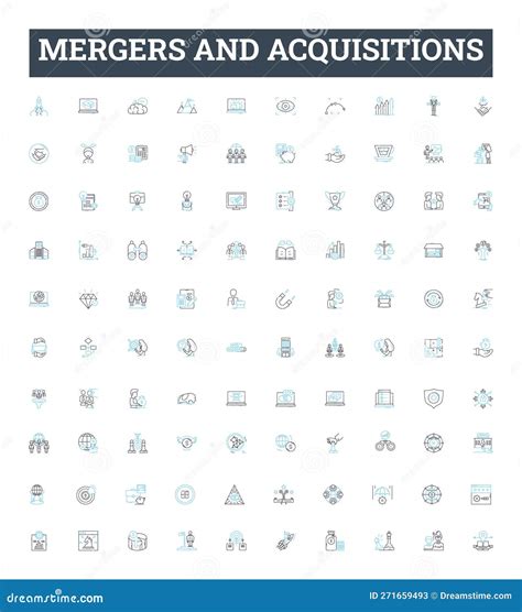 Mergers And Acquisitions Vector Line Icons Set Mergers Acquisitions