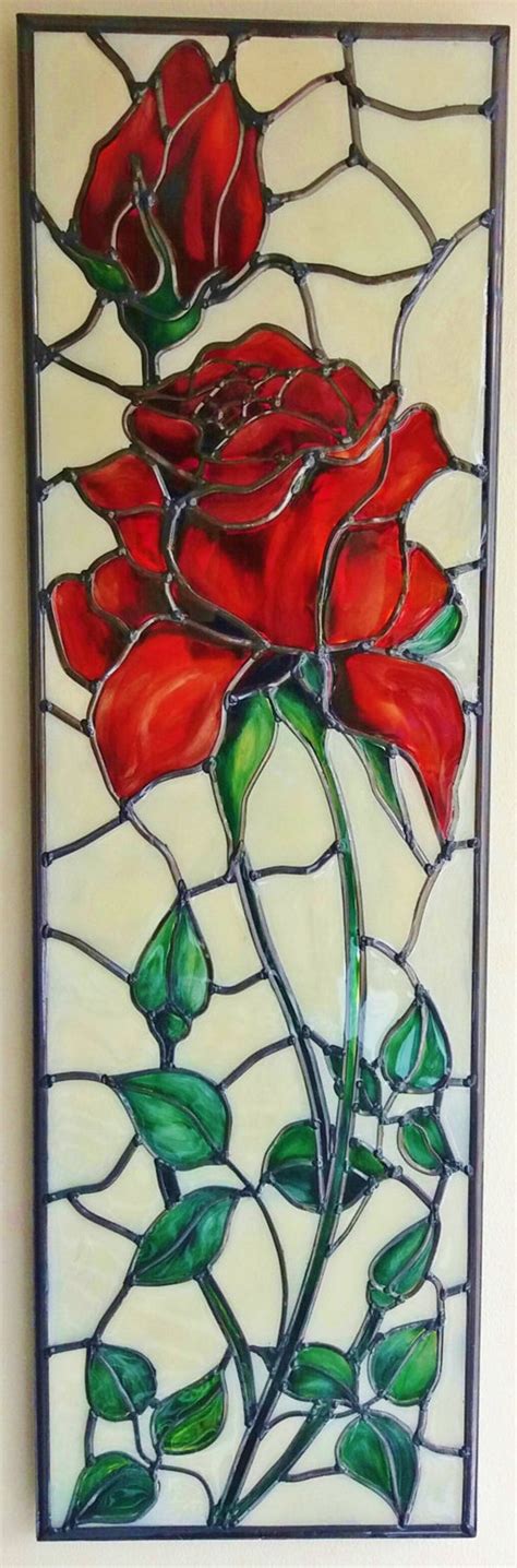 Red Rose An Art Nouveau Tiffany Style And Inspired Rose Leaded