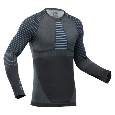 Men S Seamless Ski Base Layer Top Bl 980 Blue Grey Sportaiger Shop