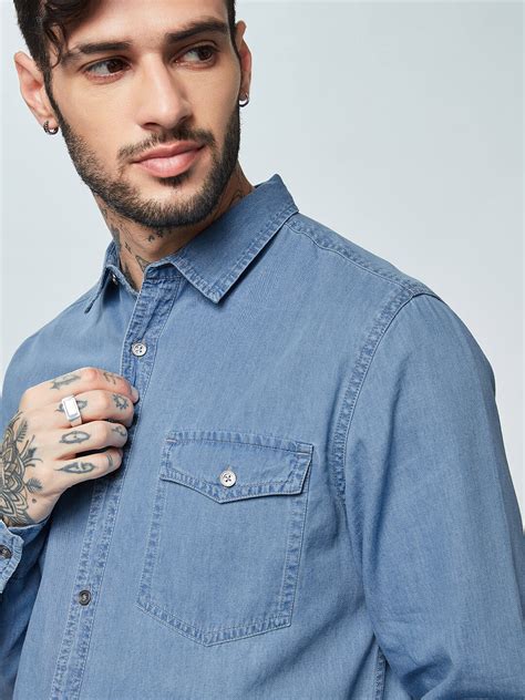 Buy Classic Denim Shirt Light Blue Online At The Souled Store