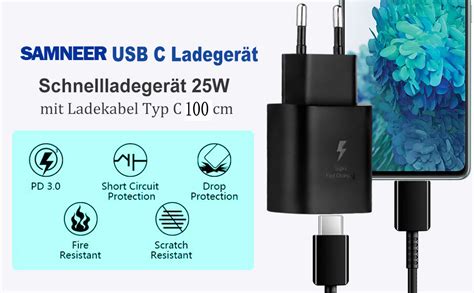 25 Watt Schnellladegerät Ladekabel für Samsung Galaxy A54 A53 A34 A14