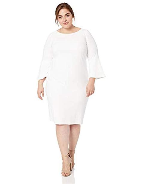 Lyst Calvin Klein Plus Size Solid Sheath With Detailed Bell Sleeve