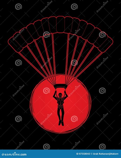 Parachuting Silhouette Graphic Vector Stock Vector Illustration Of