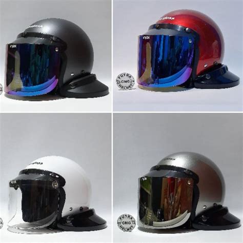 Jual Termurah Promo Paket Helm Cargloss Original Cfm Retro Carglos Kaca