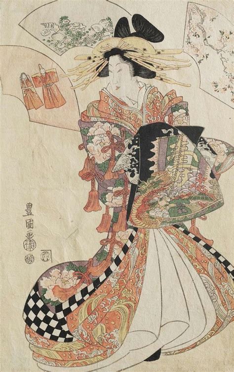 Courtesan Ukiyo E Woodblock Print 1810s Japan Artist Utagawa