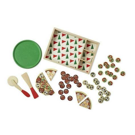 Melissa And Doug Pizza Party Wooden Play Food Set 54 Toppings Age 3