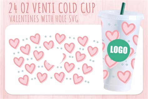 Pink Heart Valentines Cup Svg 24oz Graphic By Sugarstudioart