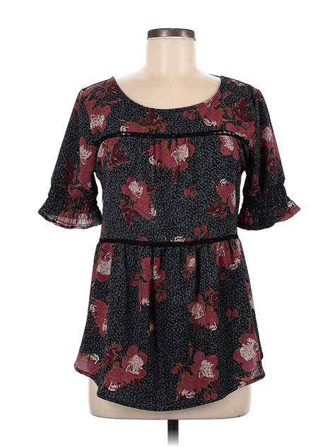 Knox Rose Floral Black Short Sleeve Blouse Size M 21 Off Thredup