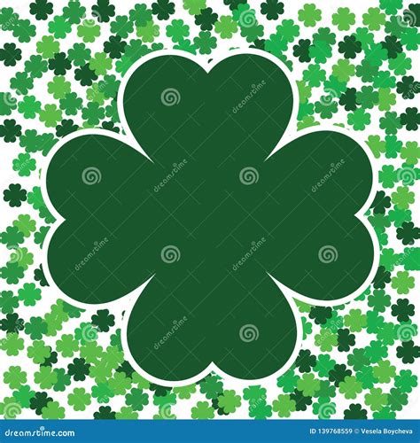 Green Seamless Pattern With Clovers Shamrock Leaves For St Patrick`s