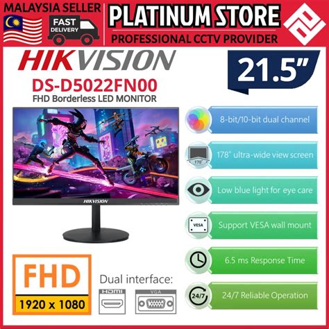 Hik Hikvision 215 Fhd Borderless 22 Led Monitor Ds D5022fn00 Cctv Pc