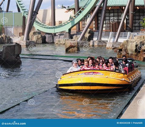 Jurassic park water ride editorial stock photo. Image of girls - 80434328