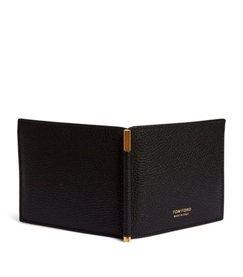 Mens Tom Ford Black Leather Money Clip Wallet Harrods Uk