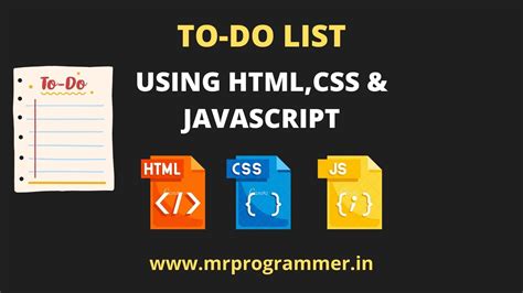 To Do List HTML CSS JavaScript Mr Programmer