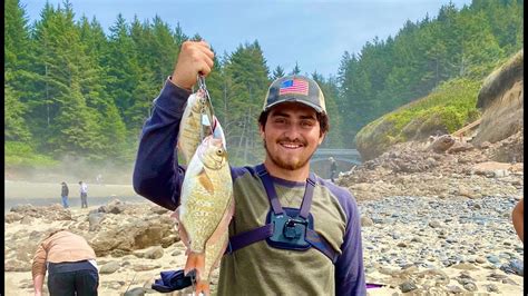 Surf Perch Fishing On The Oregon Coast Youtube