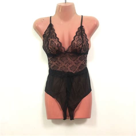 Black Lace Bodysuit Open Crotch Bikini Intimates Lingerie Loungewear Women S Fashion Swimwear