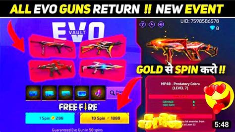 Evo Vault Event Free Fire Cobra Mp Return Evo Ump Return Evo