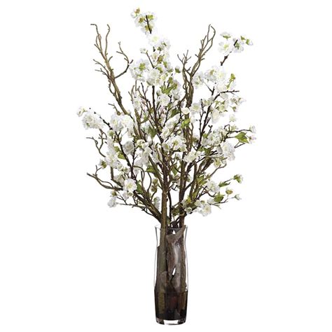 34 X 19 X 19 Cherry Blossom With Twigs In Glass Vase White