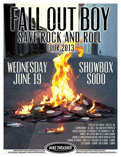 FALL OUT BOY "SAVE ROCK AND ROLL TOUR 2013" SEATTLE CONCERT POSTER ...