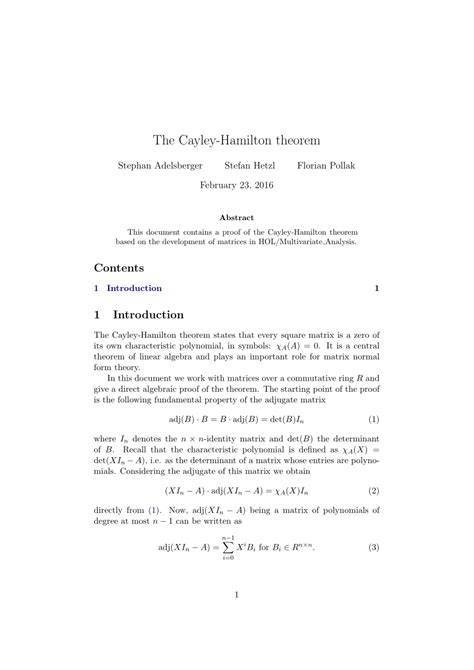 (PDF) The Cayley-Hamilton Theorem