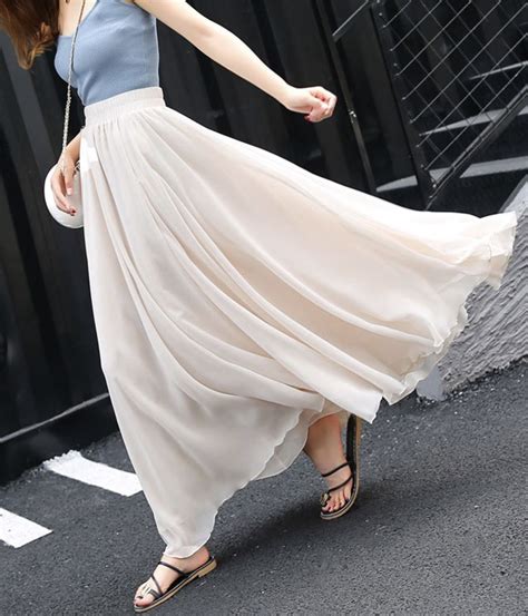 Stylish A Line Chiffon Skirt Womens Skirt Chiffon Skirt Outfit Circle