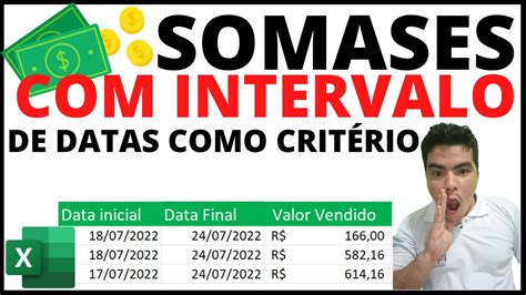 somases intervalo de datas Função SOMASES no Excel usando