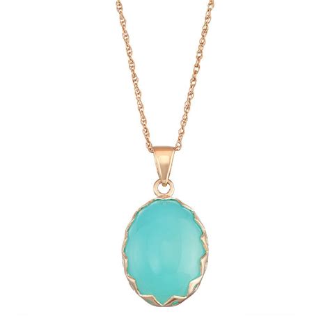 Sterling Silver Blue Chalcedony Cabochon Necklace Sterling Silver