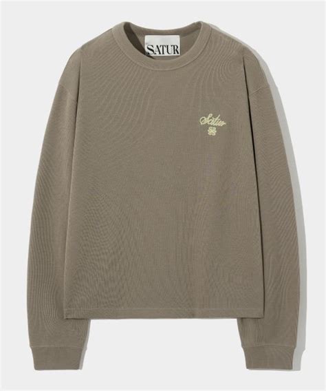 MUSINSA公式 SATUR All Day Crew Neck Long Sleeve T Shirt Soft Beige