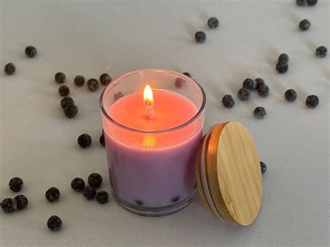 Taro Bubble Tea Candle Asian Candle Real Tapioca Pearls Hand Poured