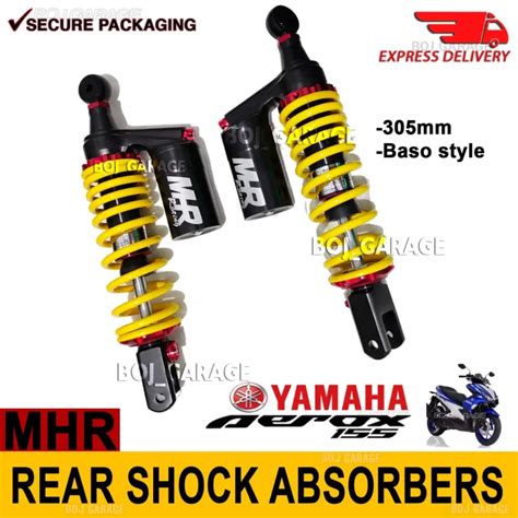 AEROX NMAX V1 V2 REAR SHOCK ABSORBER 305mm WITH BASO MHR BRAND YELLOW