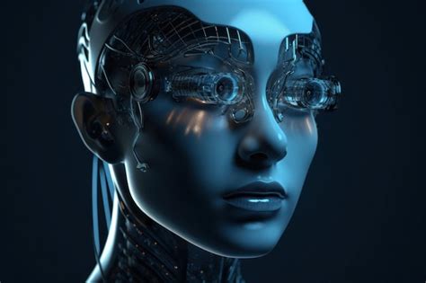 Premium Ai Image Futuristic Cyborg Face With Virtual Display Eyeglasses