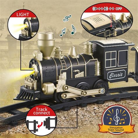 JUQU Juego de tren eléctrico con luces y sonidos encendidoapagado